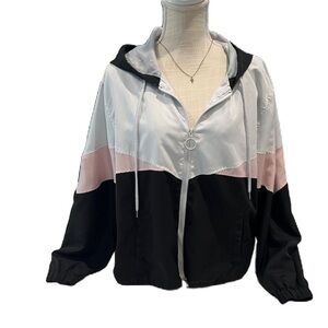 Angel Kiss Black, White, and Pink Bomber Jacket women’s large